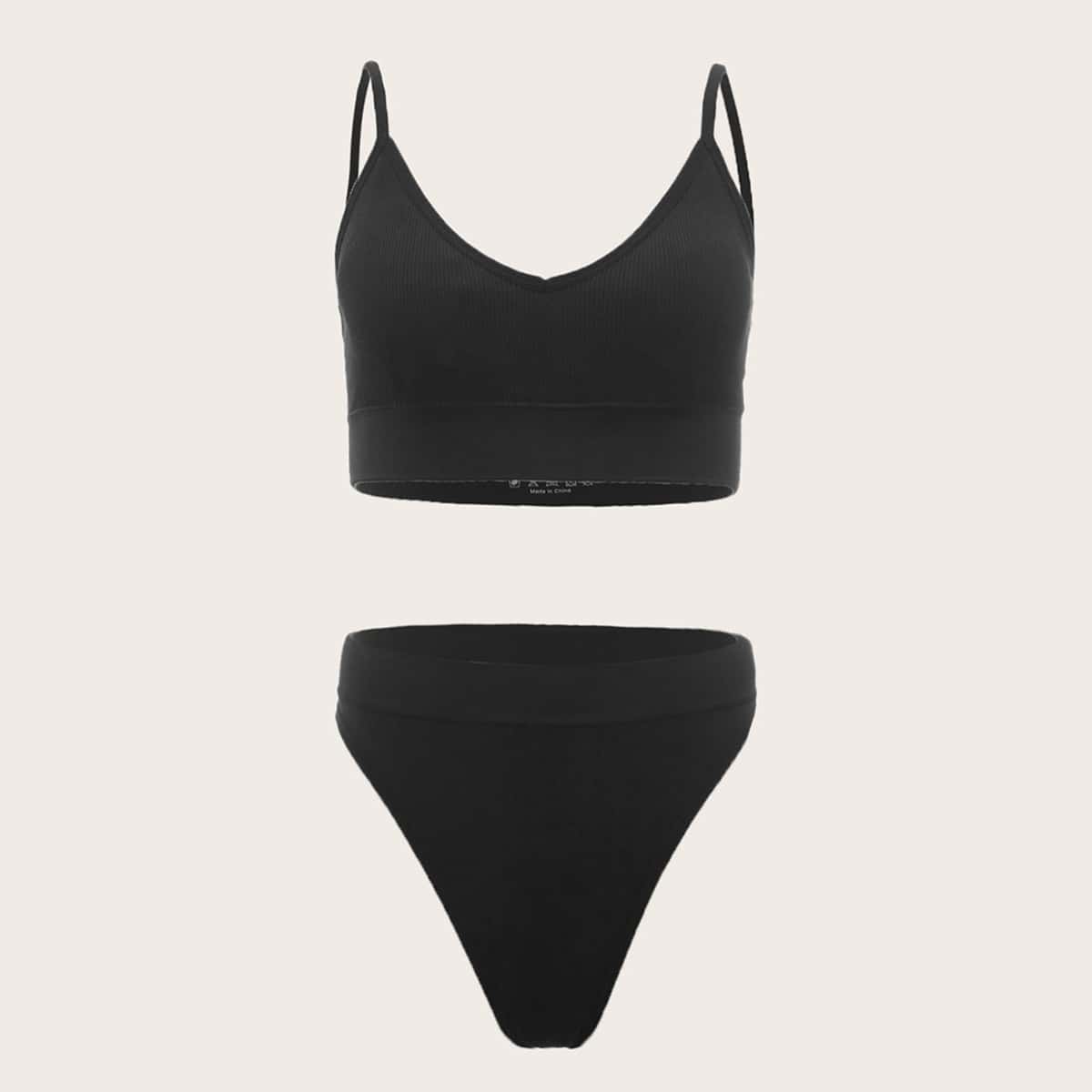 Seamless thin hang bra with thong set