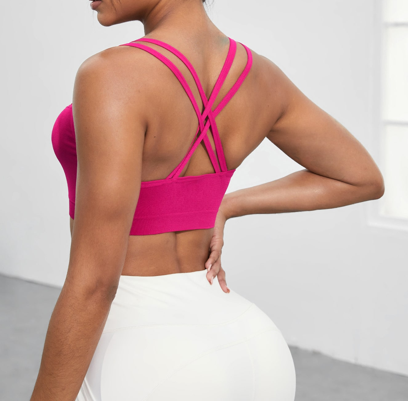 Criss Cross Back Fishnet Sports Bra