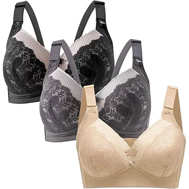 38C Bras for Women 3 Pack Everyday Bra Women's Full Figure Wirefree Bra for women