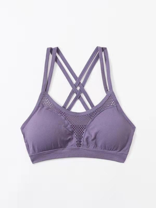 Criss Cross Back Fishnet Sports Bra