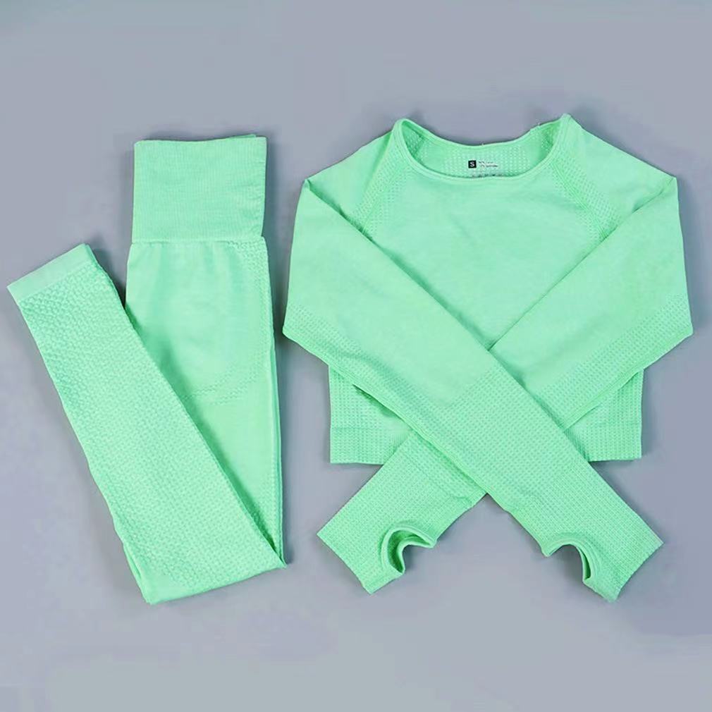 Solid Seamless High Elastic Crop Sports Top and Legging set