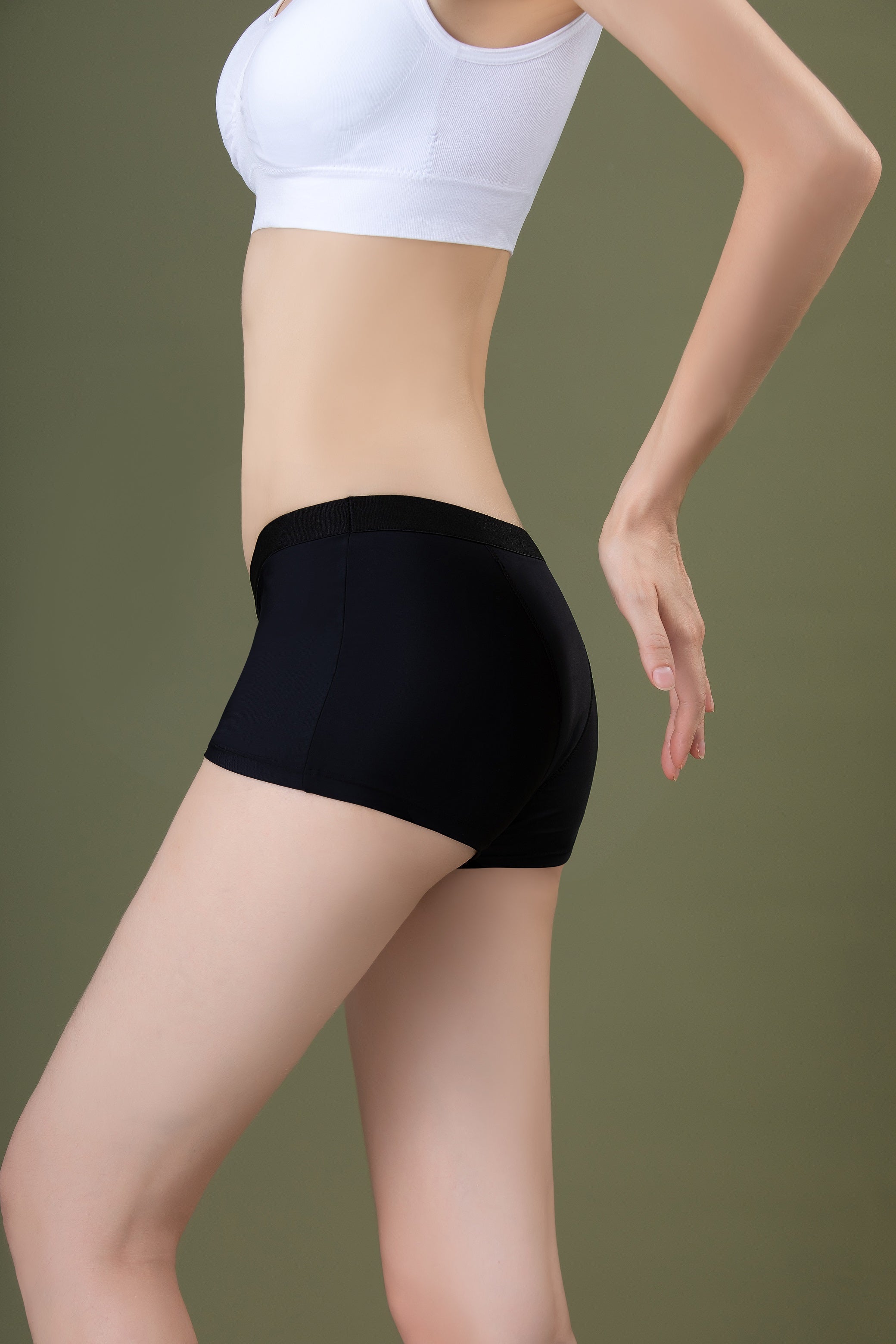 Solid Mid Waist Cotton Boxer Period Panty